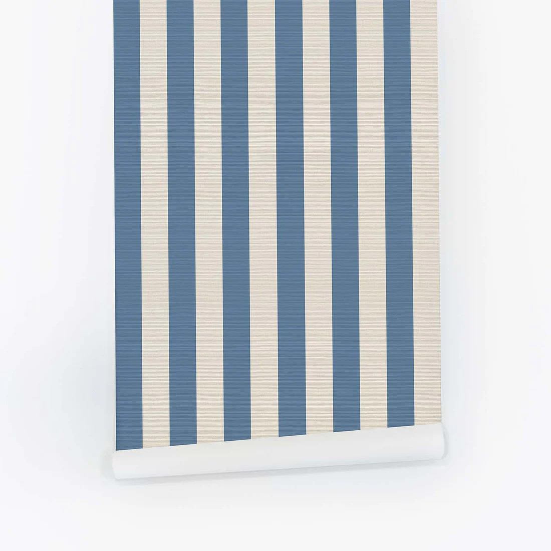Blue Classic Stripes Grasscloth Wallpaper | Livettes Wallpaper