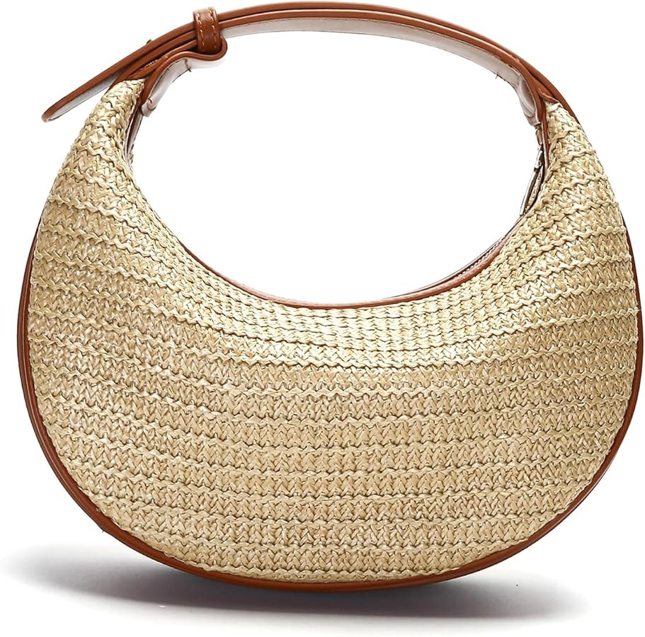 Herald Straw Crossbody Bag for Women Beach Woven Hobo Handbag Summer Chic Crescent Shoulder Purse... | Amazon (US)