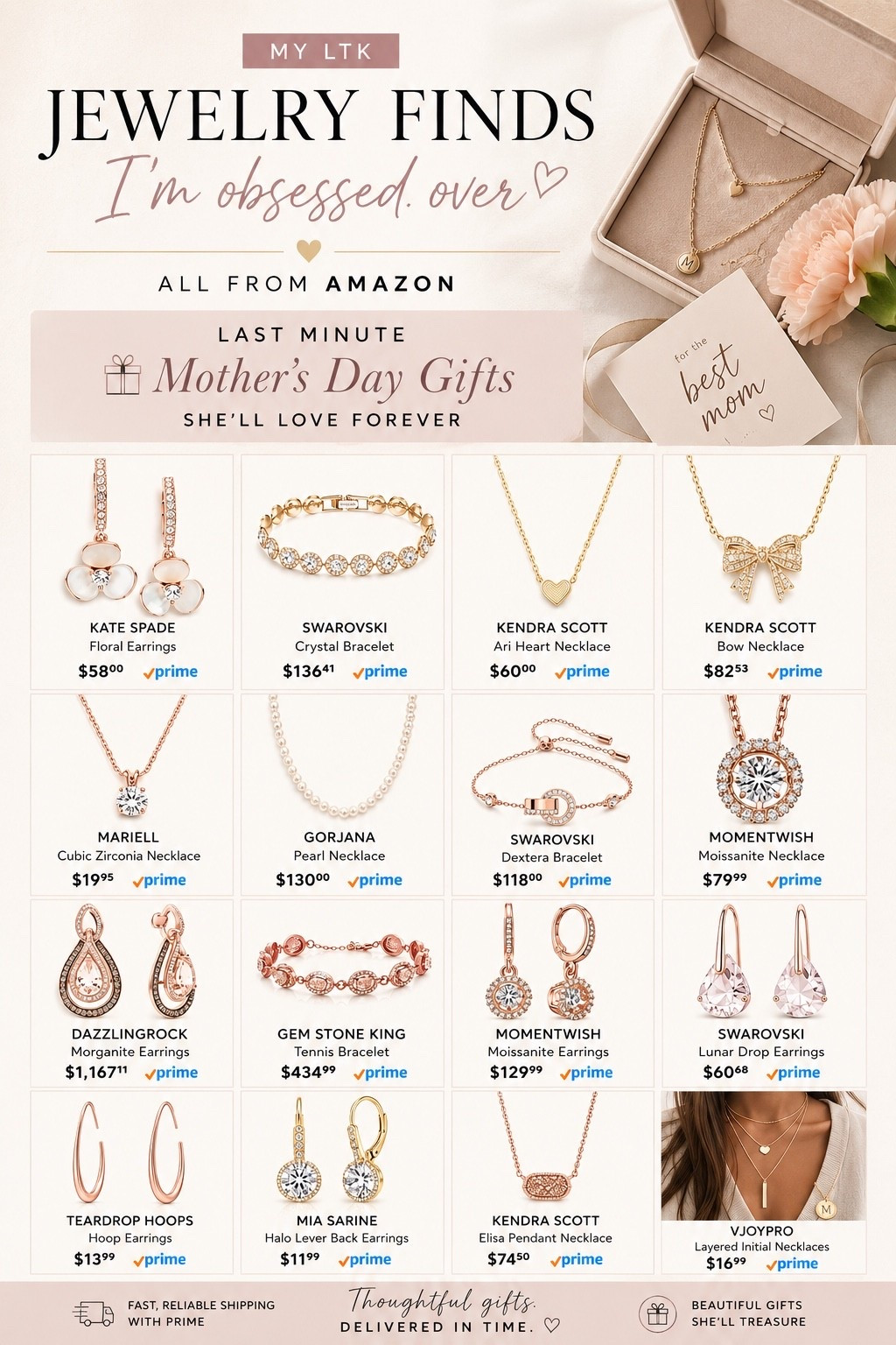 Last minute Mother’s Day gifts for her that look luxe without the luxury price tag ✨🌸 Amazon seriously understood the assignment with these jewelry finds and I’m officially obsessed. From dainty everyday pieces to statement sparkle… these are the prettiest gifts that’ll arrive just in time for Mother’s Day 💝

Everything is linked on my LTK 🤍

#mothersdaygifts #amazonfinds #ltkstyle #amazonfashion #giftideas

#LTKMothersDay #LTKSaleAlert #LTKWedding