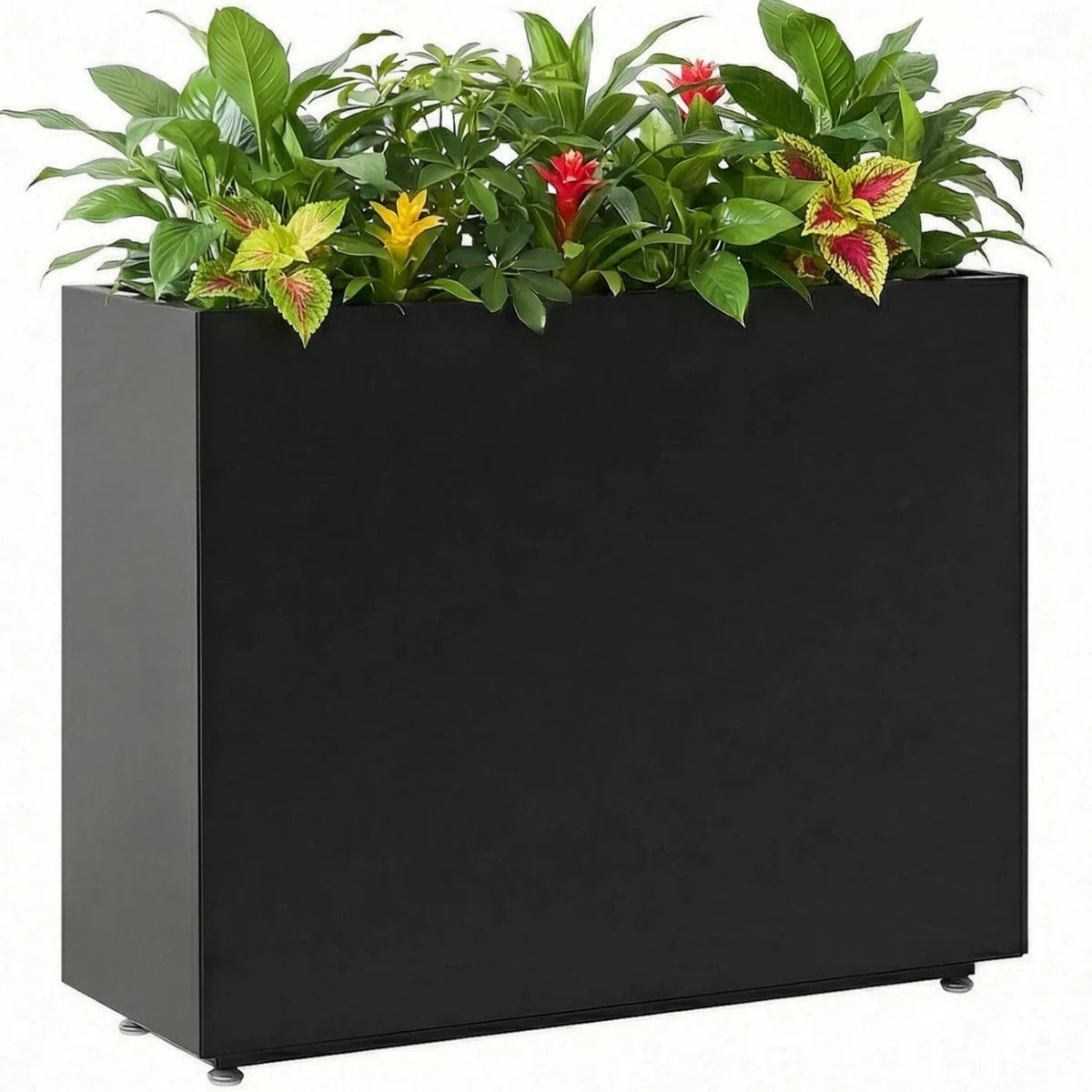 Span Planter Box, 36"W x 11"D x 30"H, Black Rectangular Metal Divider Planters with Drainage Hole... | Wayfair North America