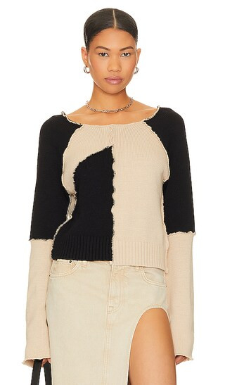 Rylee Sweater in Safari & Black | Revolve Clothing (Global)