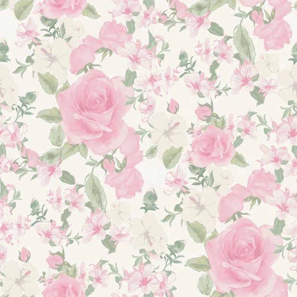 Sunset Harbor Rose Roses 33' L x 20.5" W Wallpaper Roll | Wayfair North America