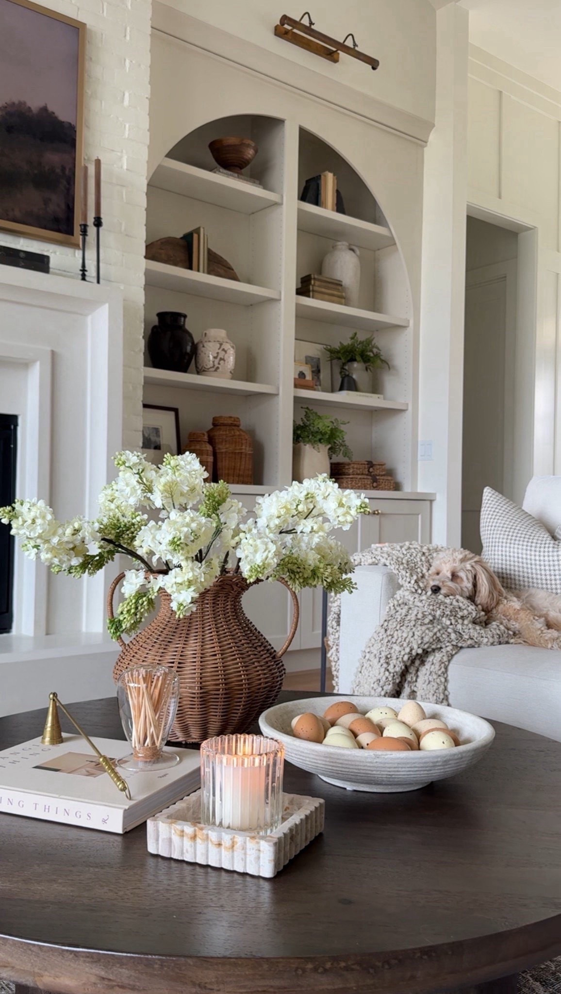 Easy Spring and Easter coffee table styling! I grabbed these neutral faux eggs last year from Amazon and they were a hit! Such a beautiful way to incorporate the holiday in a tasteful and minimal way. 

#LTKHome