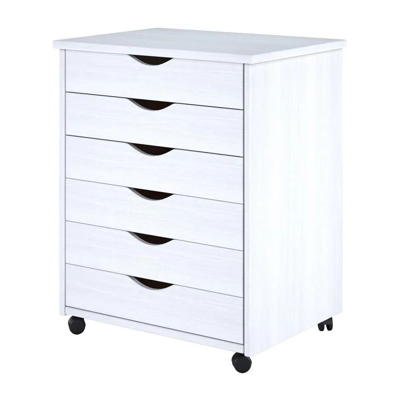 Adeptus White Solid Wood 6-drawer Wide Roll Cart (White) | Bed Bath & Beyond
