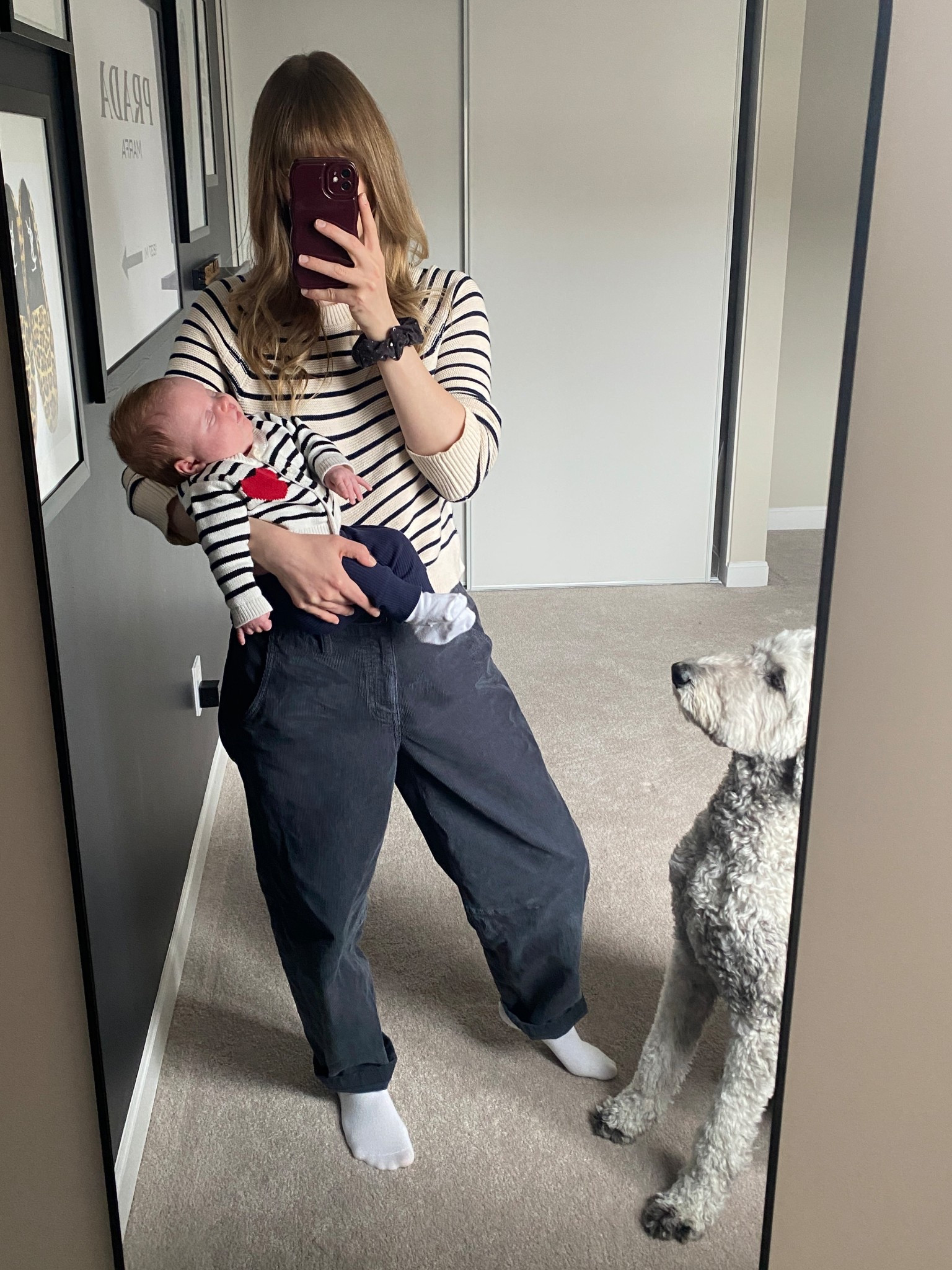 Twins! 👶🏼❤️ Matching in stripes with my seven week old daughter. I’ve been living in these corduroy pants from #AmericanEagle since my pregnancy; the stretchy waistband makes them very pregnancy- and postpartum-friendly!

#LTKFindsUnder50 #LTKFamily #LTKBaby