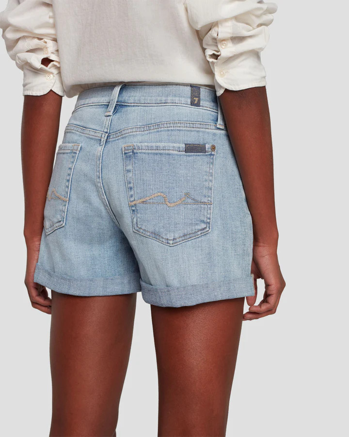 Broken Twill Mid Roll Short in Coco Prive | 7 For All Mankind
