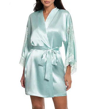 In Bloom By Jonquil Bridal 3/4 Sleeve Satin Coordinating Short Robe | Dillard's | Dillard's