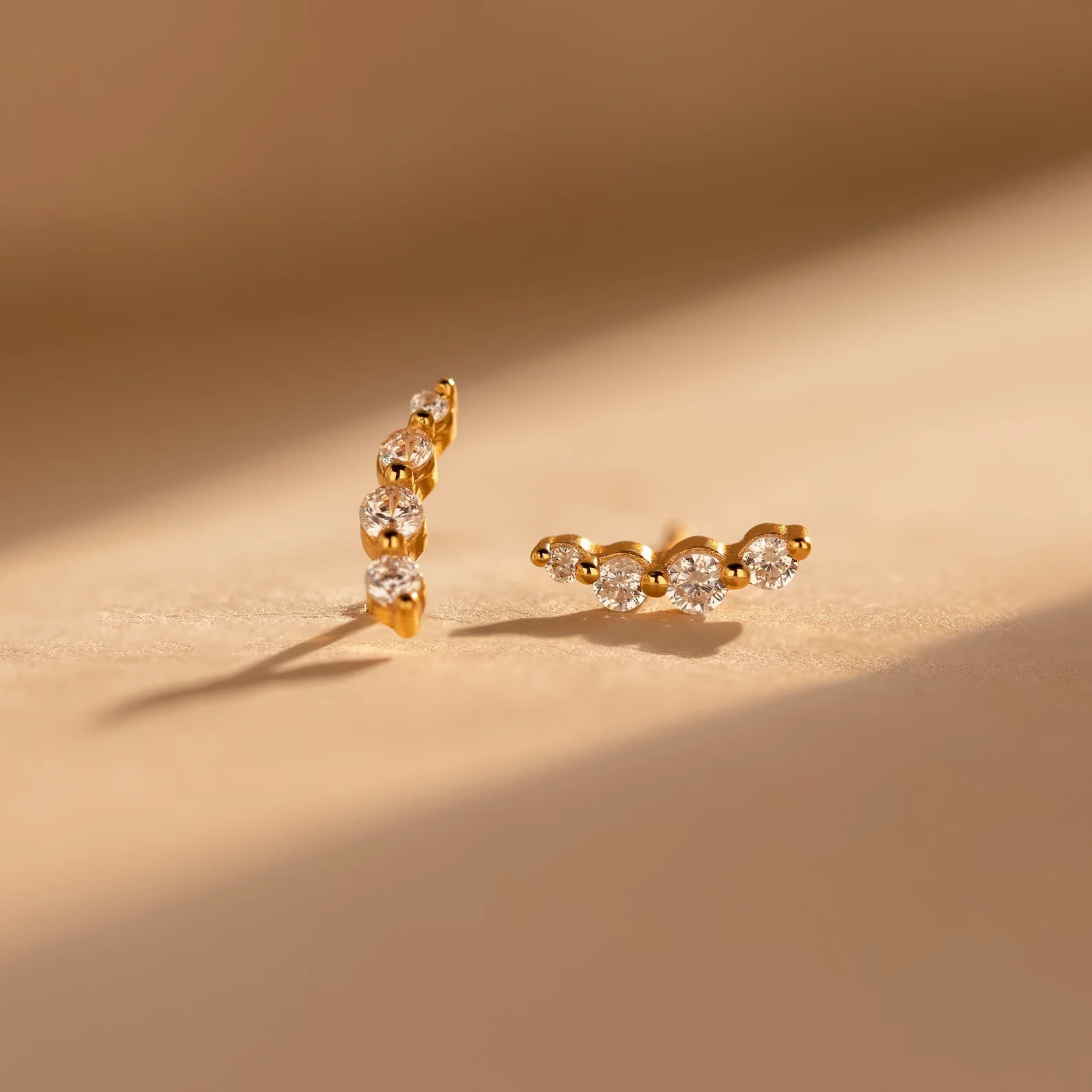 Dainty Tiny Diamond Climber Stud Earrings | Caitlyn Minimalist | Caitlyn Minimalist