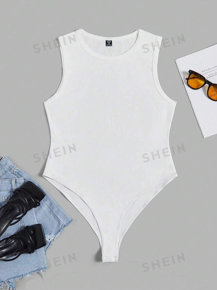 SHEIN EZwear Plus Solid Tank Bodysuit | SHEIN