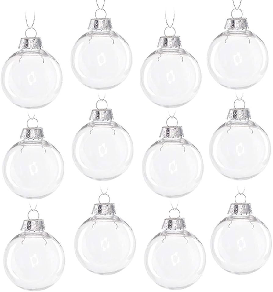 HahaGo Clear Baubles Transparent Ball Plastic Fillable Sphere Ornament for Xmas Tree/Home Decorat... | Amazon (US)