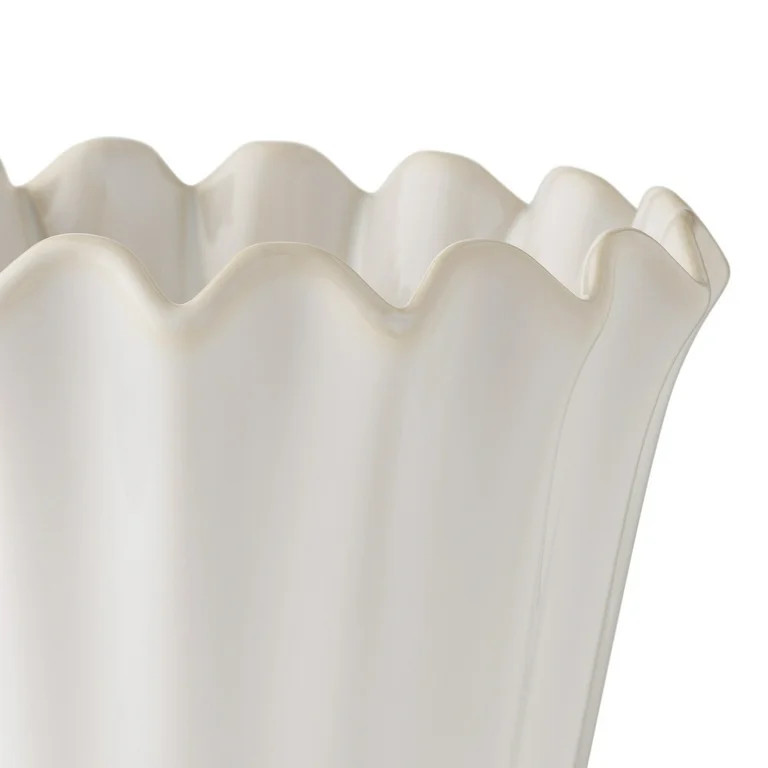 The Pioneer Woman Stoneware Scalloped Vase, Cream, 9" | Walmart (US)