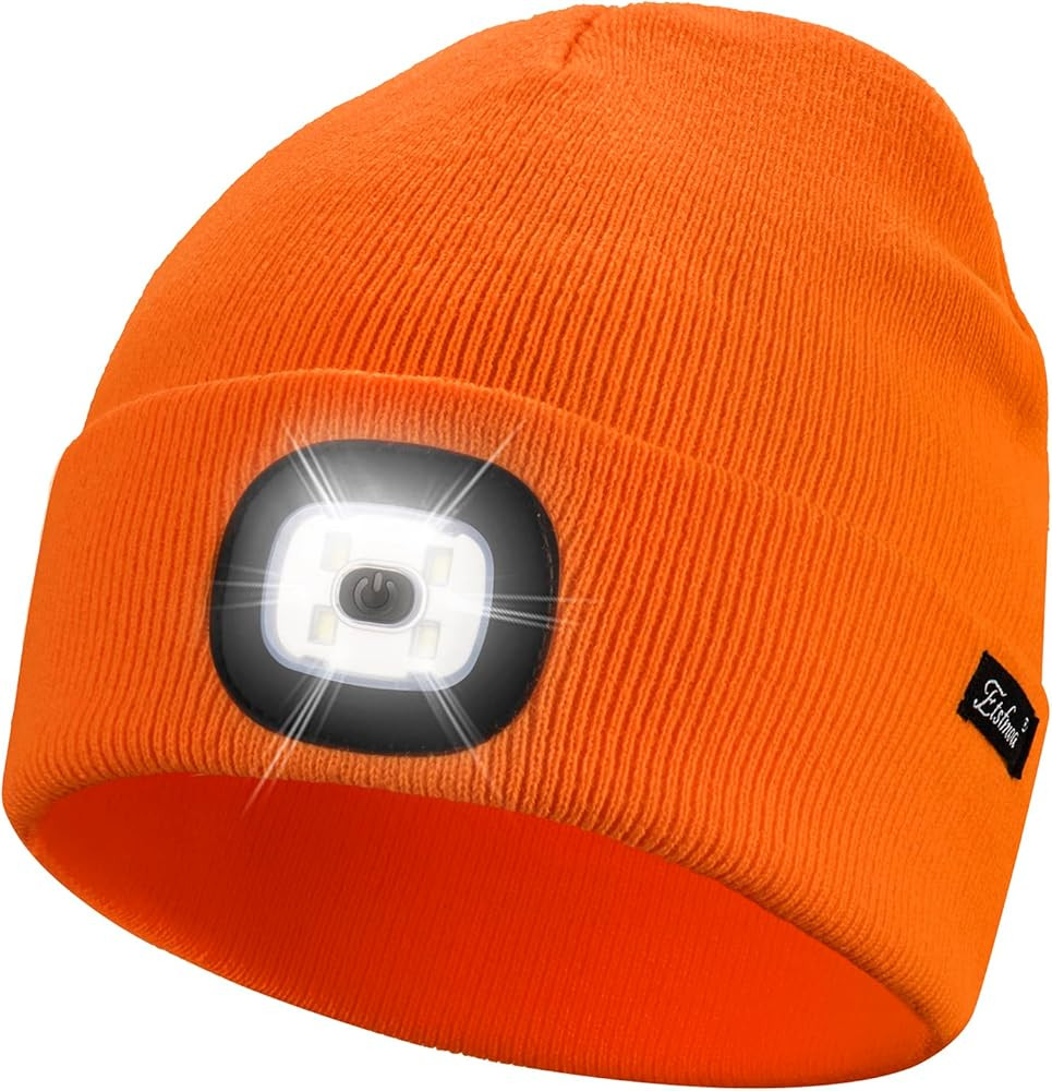 Etsfmoa Unisex Beanie with The Light Gifts for Men Dad Father USB Rechargeable Caps | Amazon (US)