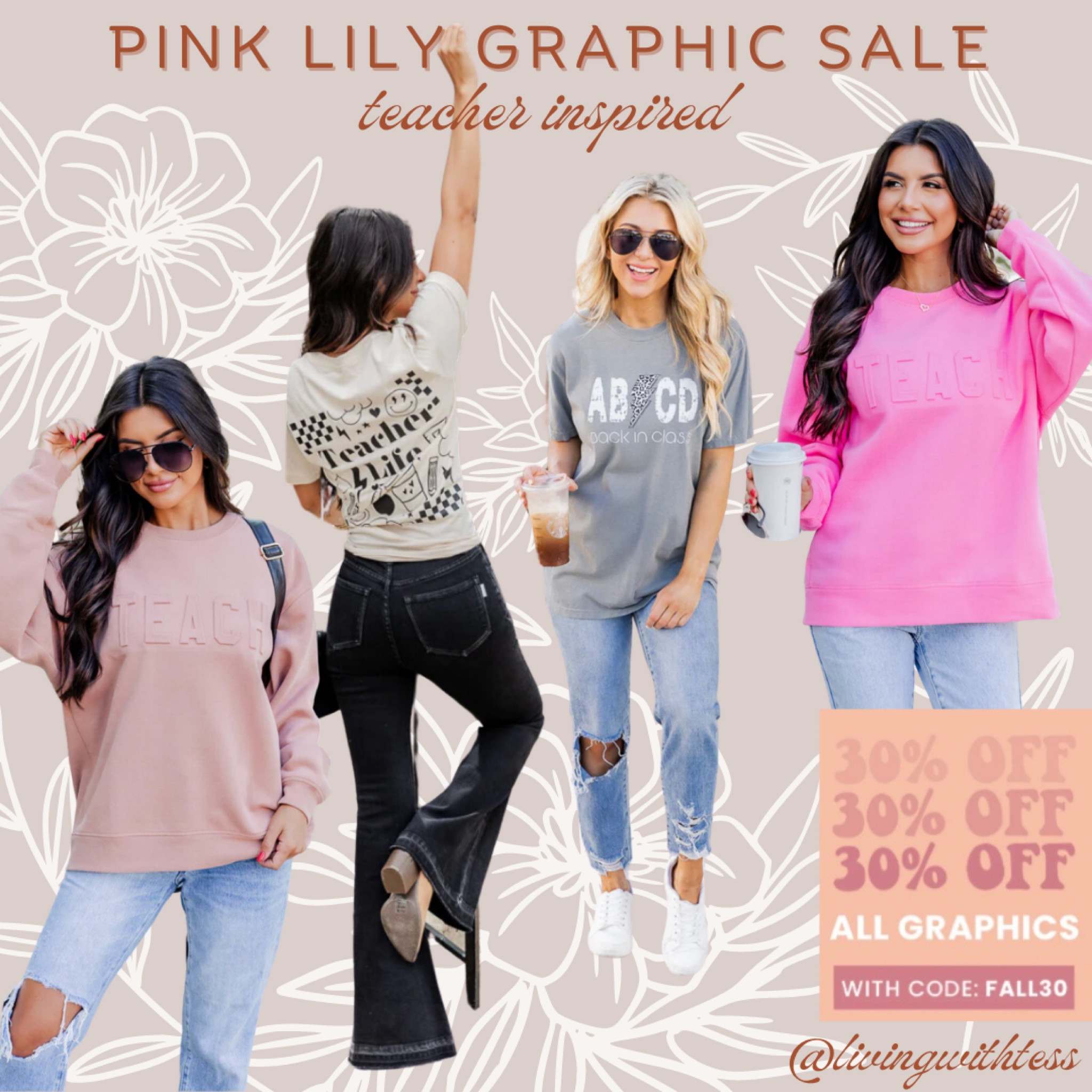 We love a good graphic tee! These are teacher themed graphic tees that are on sale at Pink Lily! Just use code fall30. 👀💕👏🏼

#LTKworkwear #LTKBacktoSchool #LTKsalealert