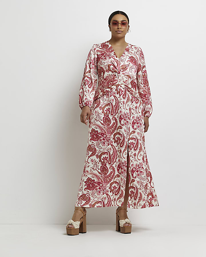 Plus pink paisley maxi dress | River Island (UK & IE)