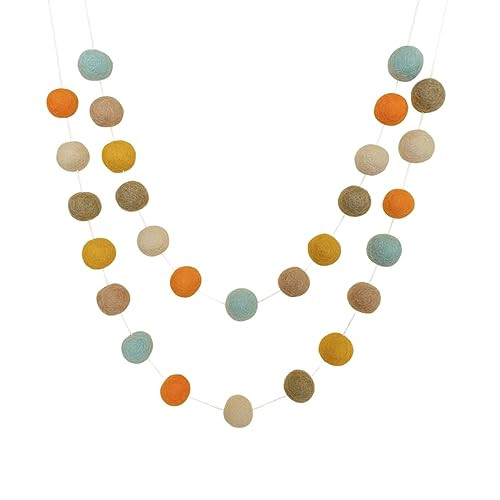 "Pumpkin Latte" Handmade 7 foot Adjustable Fall Felt Ball Garland by Sheep Farm Felt- Fall Pom Po... | Amazon (US)
