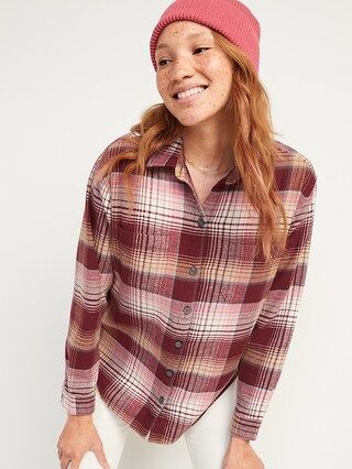 Long-Sleeve Plaid Boyfriend Shirt for Women | Old Navy (US)