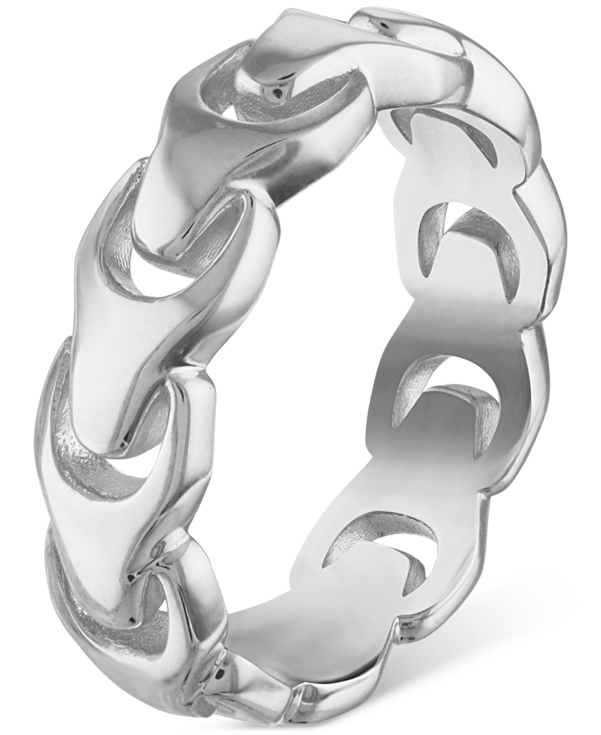 Bulova Men's Link Ring in Sterling Silver - Silver | Macy's