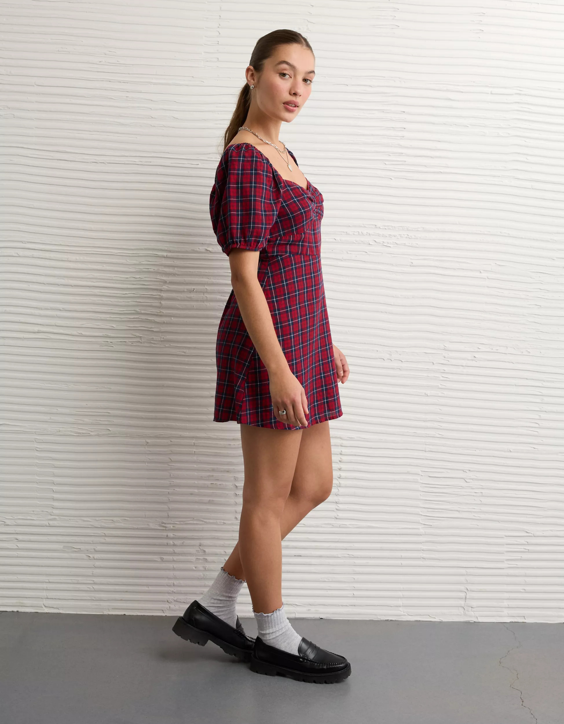 AE Catie Corset Puff Sleeve Mini Dress | American Eagle Outfitters (US & CA)