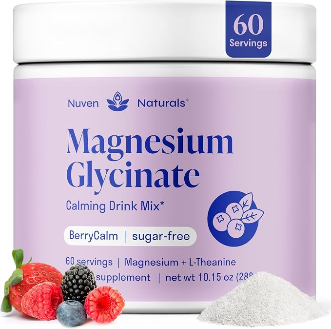 Magnesium Glycinate Powder + L-Theanine | 60 Servings | 300 mg per Scoop High Absorption Chelated... | Amazon (US)