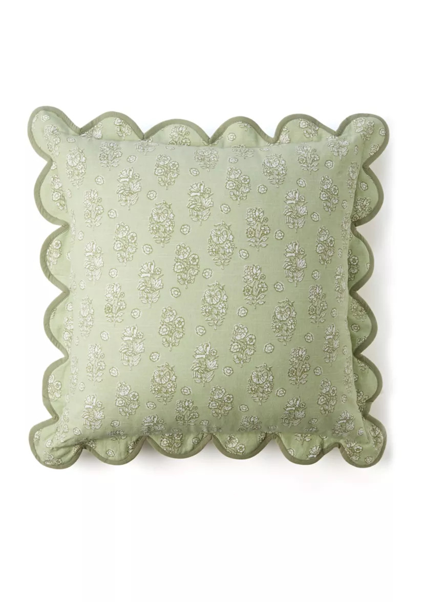 Floral Printed Scalloped Throw Pillow | Belk
