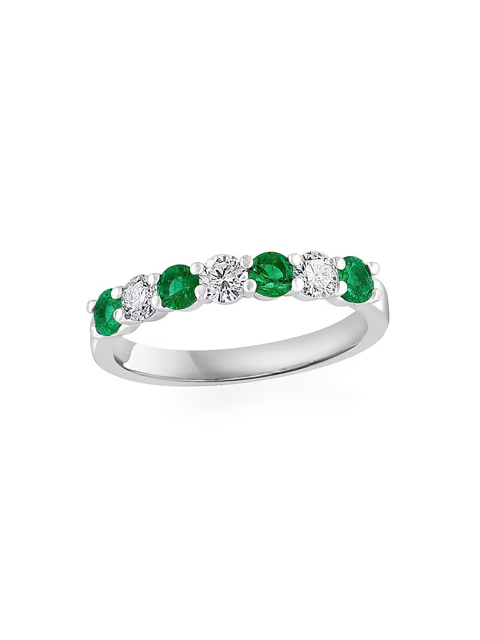 14K White Gold, Emerald & 0.50 TCW Diamond Band Ring | Saks Fifth Avenue