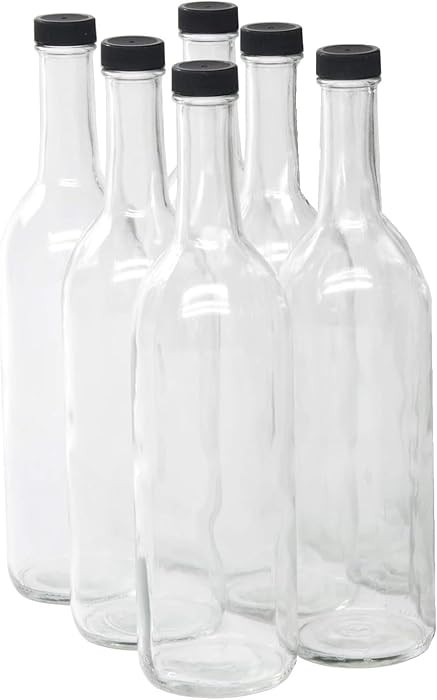 North Mountain Supply 750ml Clear Glass Bordeaux Wine Bottle Flat-Bottomed Screw-Top Finish - wit... | Amazon (US)