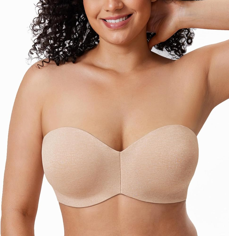 DELIMIRA Women's Strapless Bra Unlined Underwire Minimizer Plus Size Support | Amazon (US)
