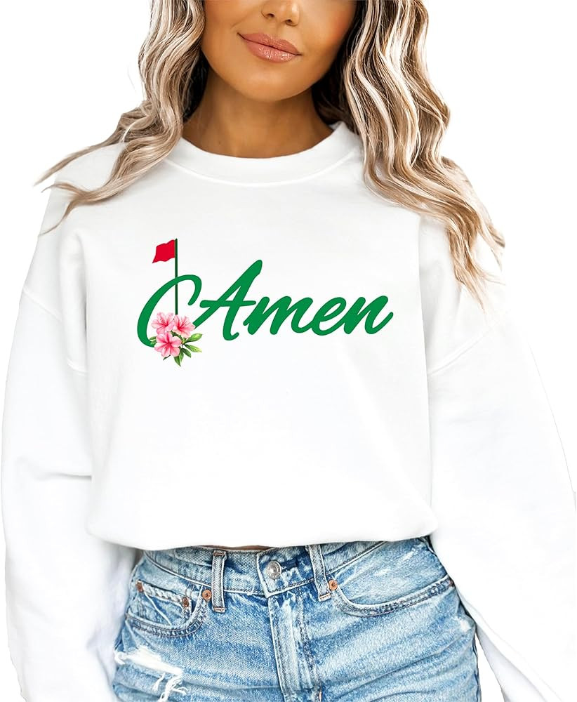 Olive Loves Apple Amen Golf Sweatshirt for Women Teens & Kids Trendy Golf Tournament Crewneck | Amazon (US)