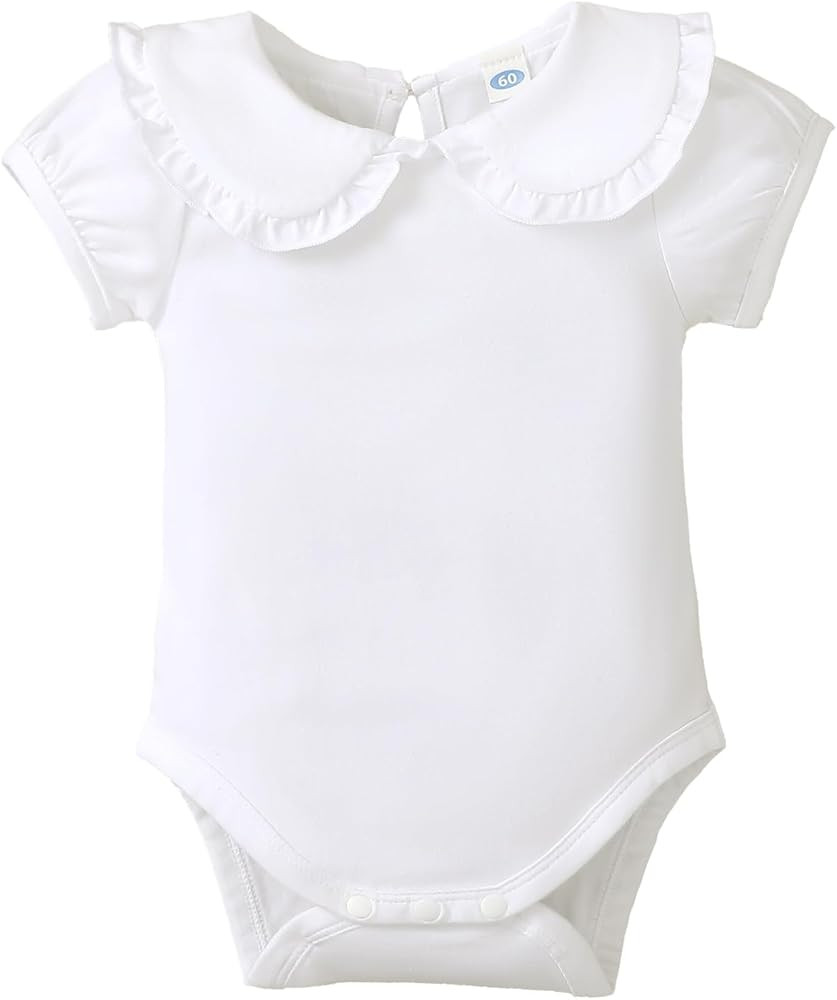Magic Park 0-24M Infant Girl Puff Sleeve Bodysuit Baby Peter Pan Collar Romper Toddler Ruffle Jum... | Amazon (US)