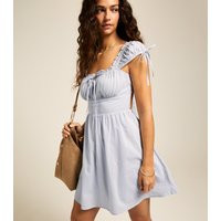 Women's Blue Bow Tie Back Milkmaid Mini Dress New Look | New Look (UK)