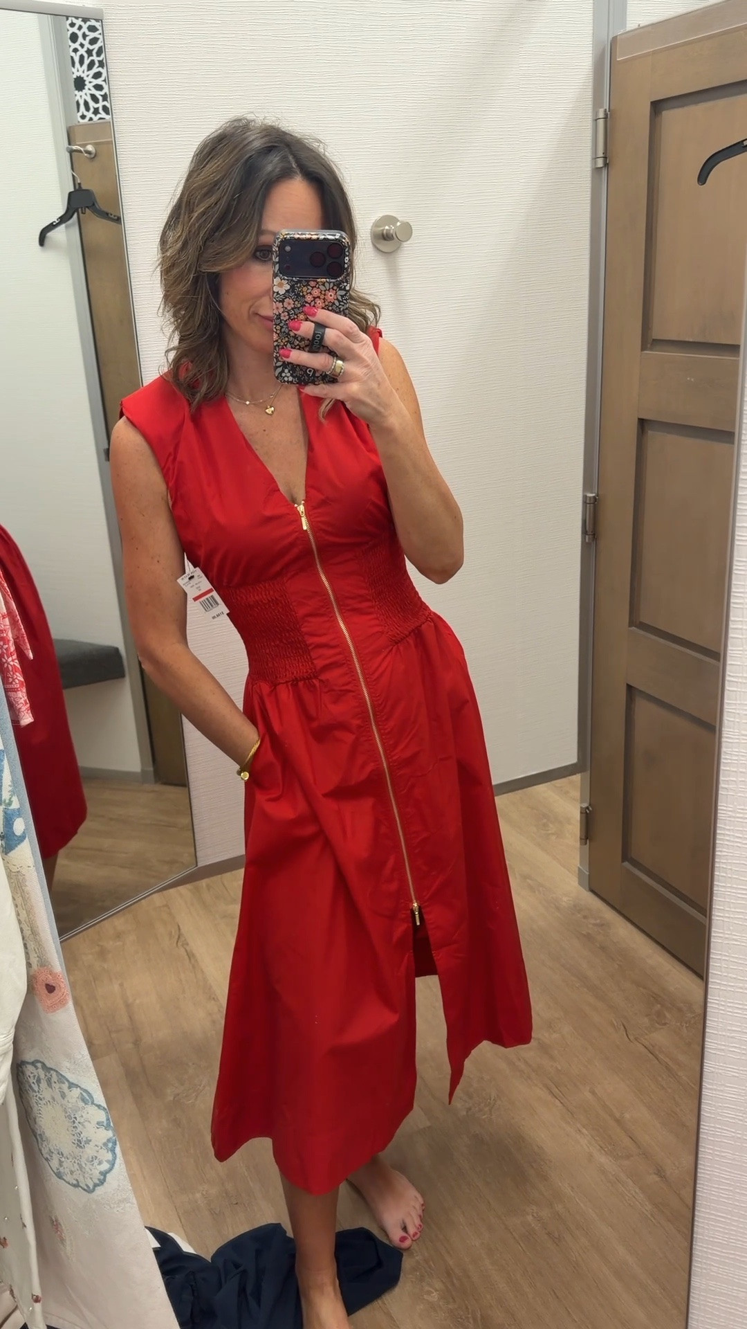 This is the perfect dress. Zips down the front zips up from the bottom has shoulder pads is red and, is super comfortable. Has a stretchy waist all around it and is the most flattering. This color red is perfect for all of the red white and blue American holidays coming up, as well as just a closet staple.

#LTKOver40 #LTKSeasonal