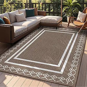 Outdoor Patio Rug, Outside Rectangular Carpet, Moroccan Geometric Rugs, Washable Large Indoor Out... | Amazon (US)