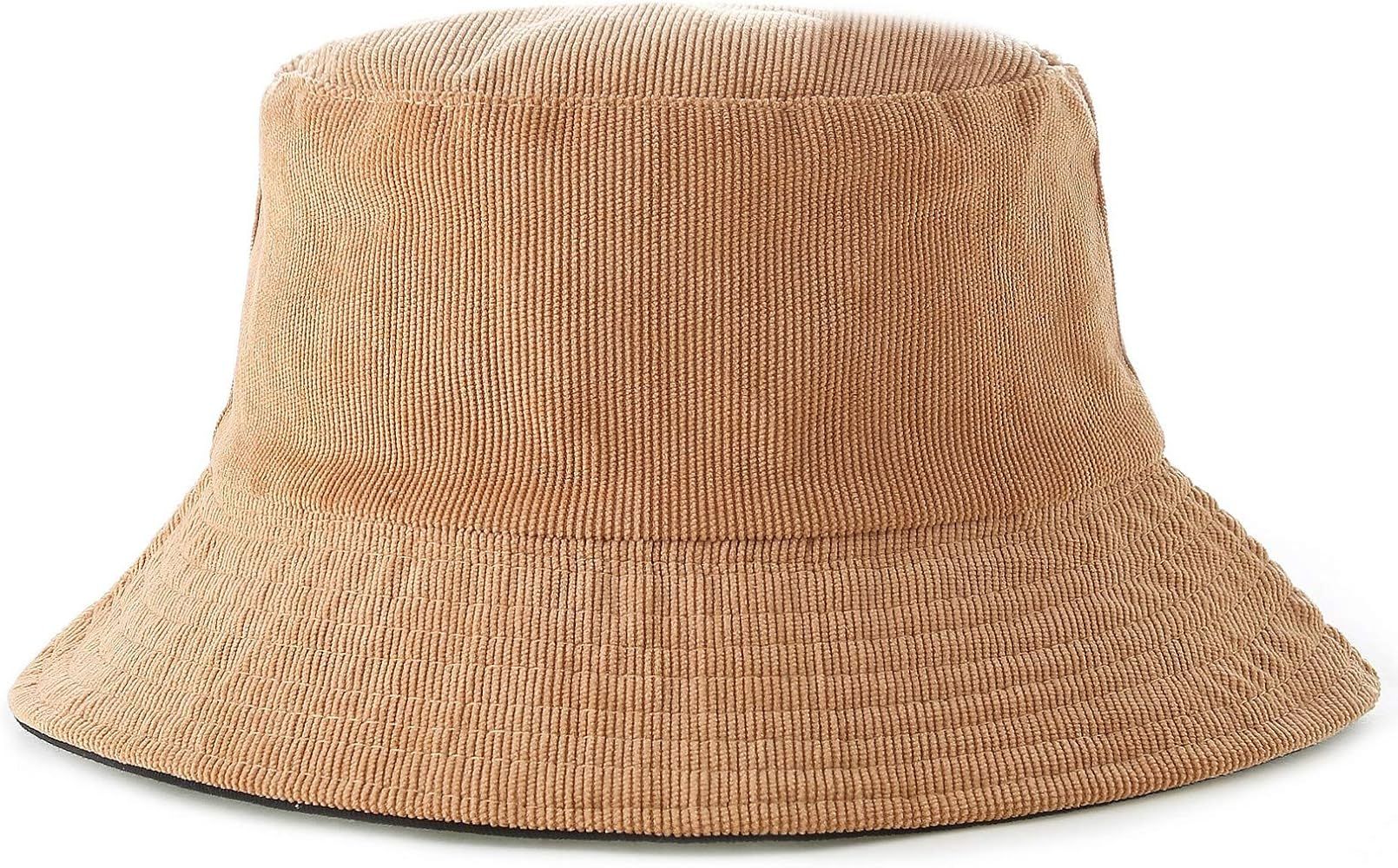 Reversible Bucket Hats for Women, Trendy Cotton Twill Canvas Leather Sun Fishing Hat Fashion Cap Pac | Amazon (US)