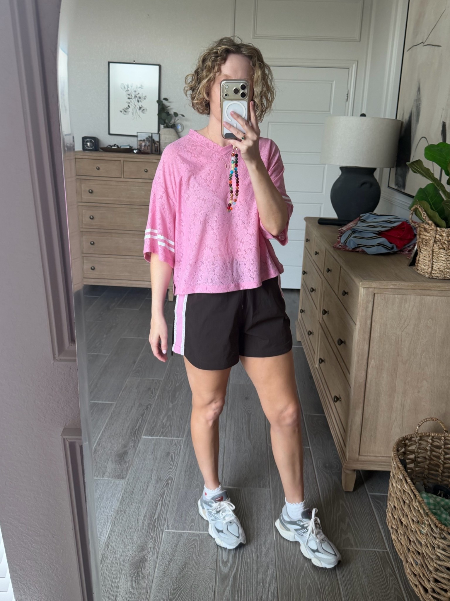 Wearing a small in top, medium in shorts
