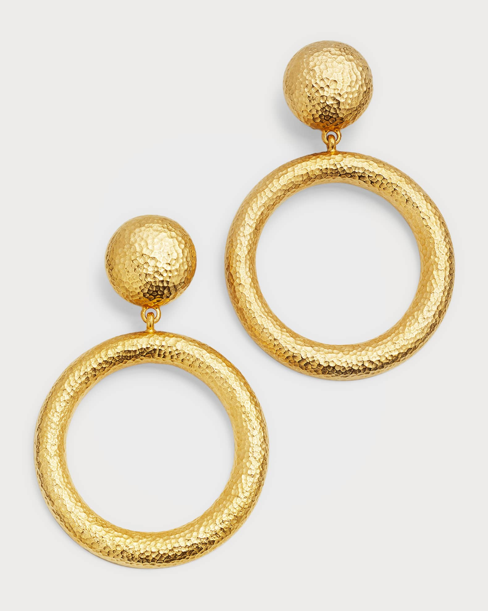 Gold Hammered Hoop Drop Clip-On Earrings | Neiman Marcus