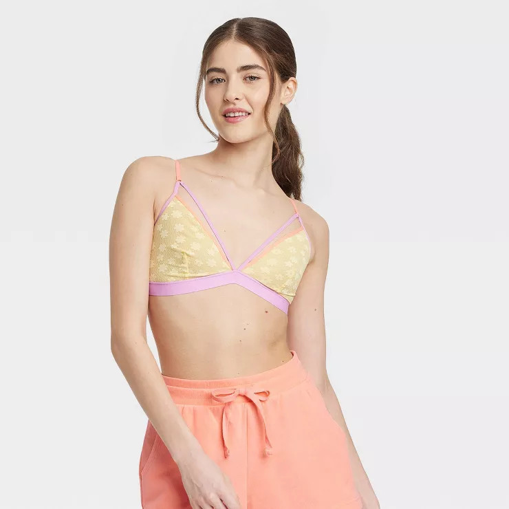 Women's Mesh Strappy Colorblock Bralette - Colsie™ | Target