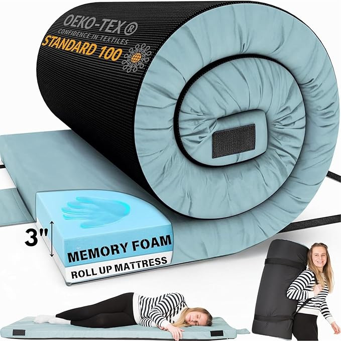 Matrix Comfort-Cell Memory Foam Camping Mattress Pad, Portable Foam Sleeping Pad for Camping, Rol... | Amazon (US)