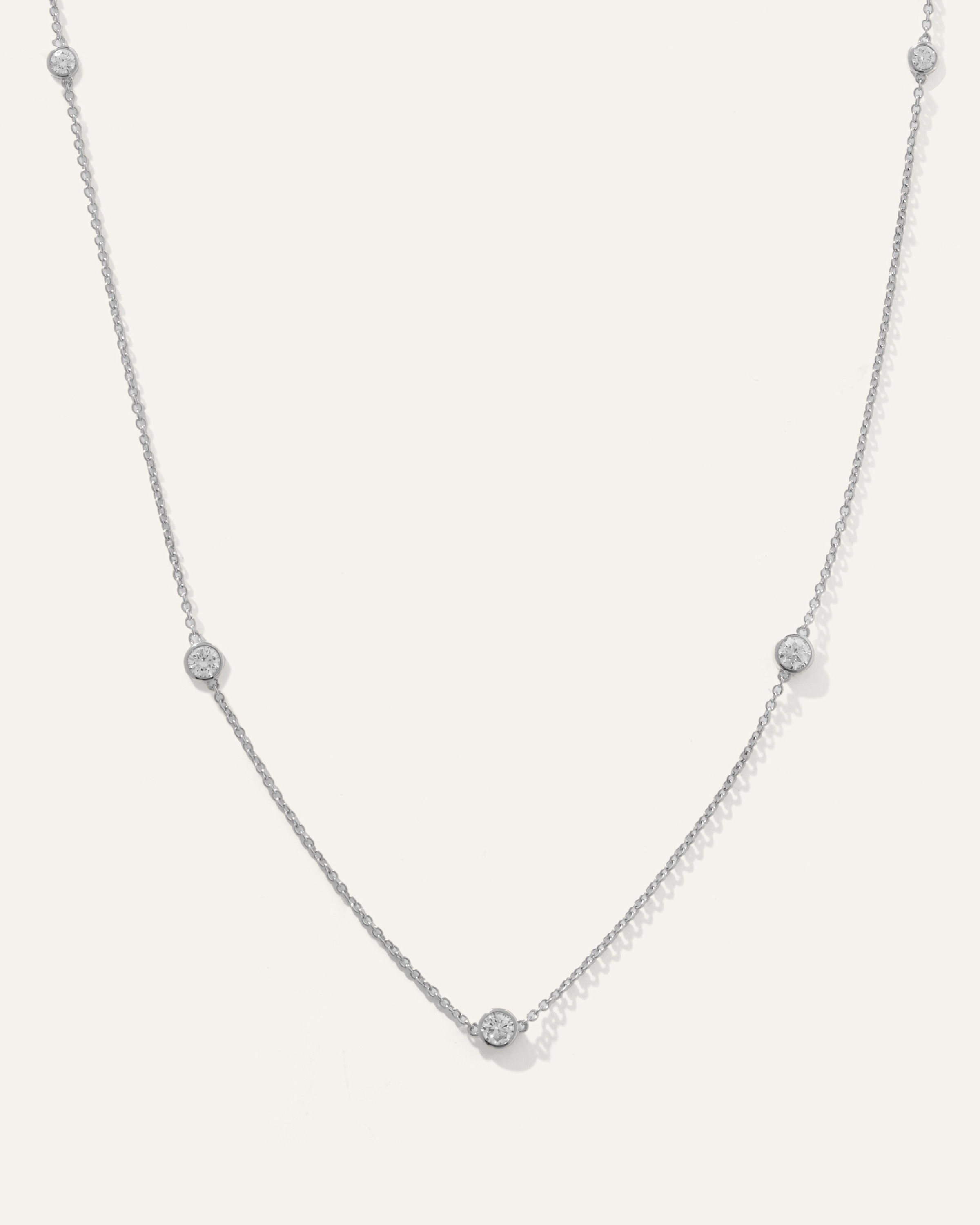 Quince | Women's 14K Gold Diamond Bezel Station Necklace in White Gold | Quince