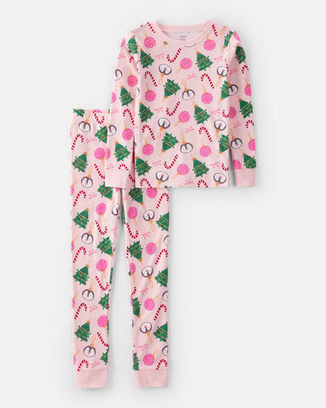 Carter's Kid Pink Ornaments 100% Cotton Long-Sleeve Snug Fit 2-Piece Pajamas - Pink 12 Pink | Carter's Inc
