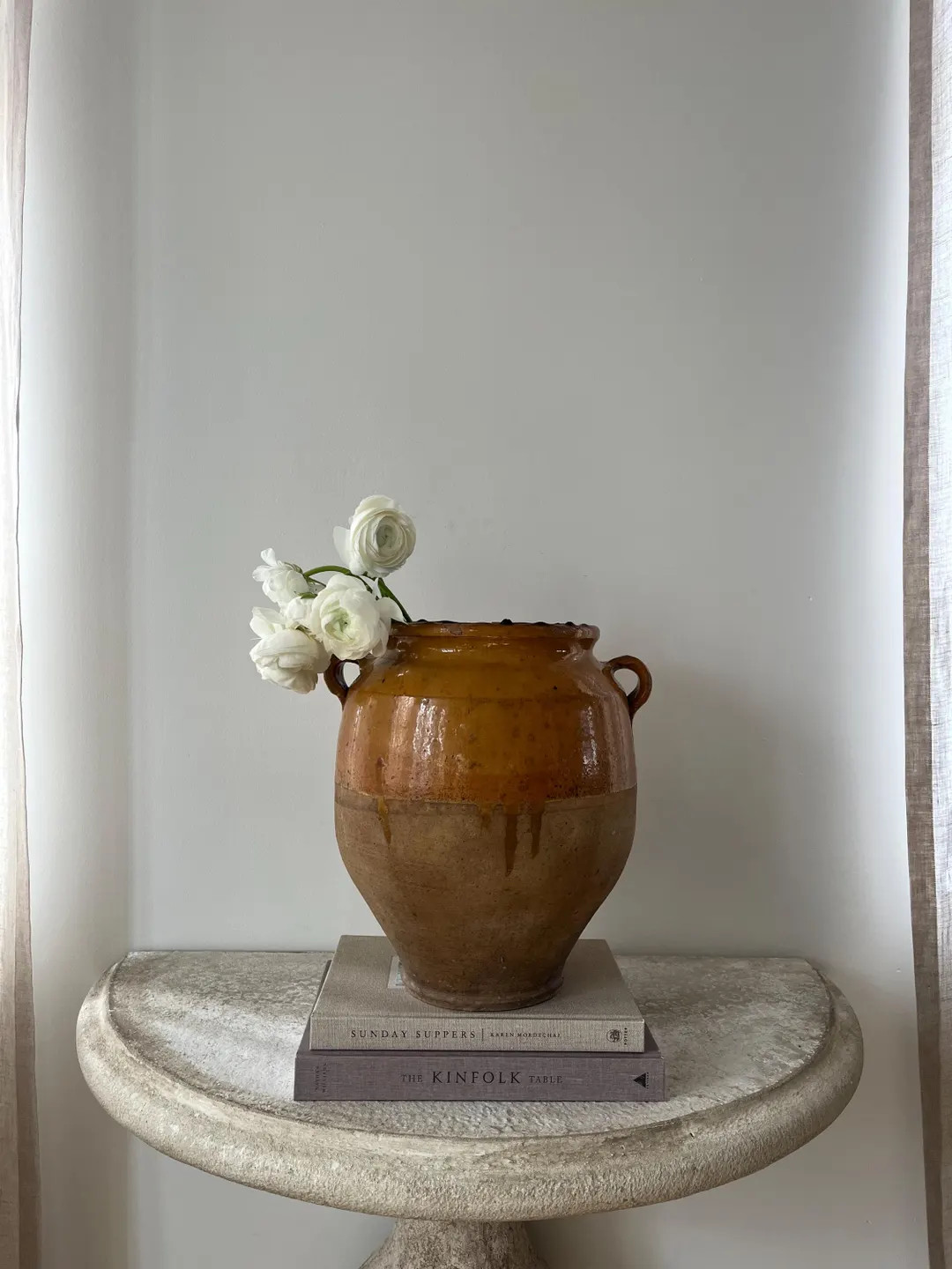 Large Antique French Confit Pot, Yellow Half-Glazed French Crock, Rustic Vintage Kitchen Vessel, ... | Etsy (US)