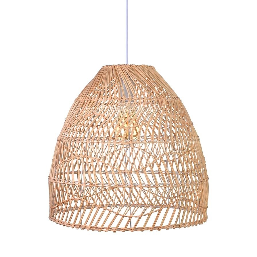 Arturesthome Rattan Pendant Light Fixture, Wicker Chandelier Boho Basket Ceiling Lighting, Large ... | Amazon (US)