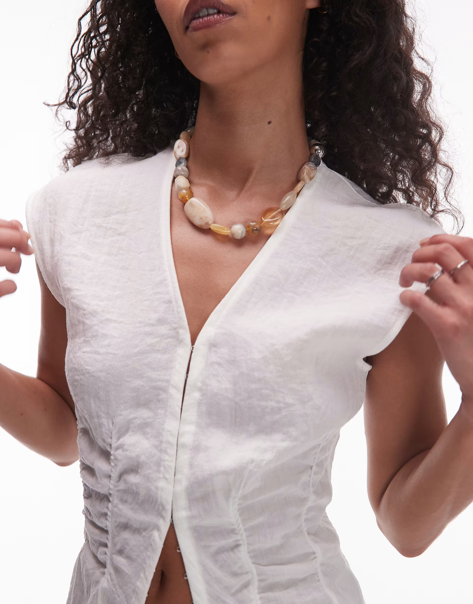 & Other Stories mix and match chunky beaded resin small necklace in light white neutral | ASOS | ASOS (Global)