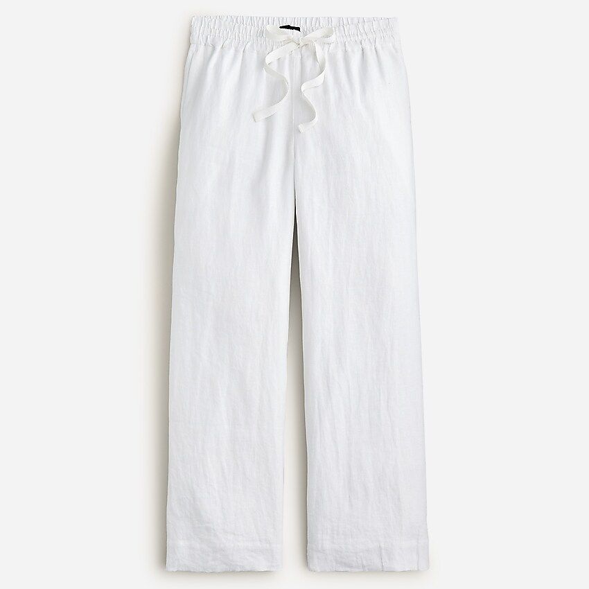 Wide-leg seaside pant in linen, Linen Pants Outfit, White Linen Pants, Linen Button Down, Linen Top | J.Crew US