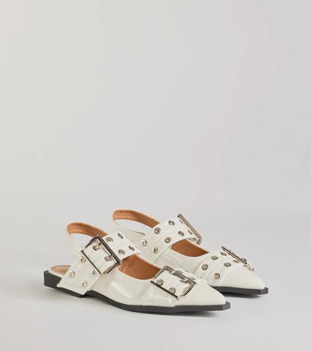 Trendy Look Pointed Toe Buckle Slingback Flats | Windsor Stores