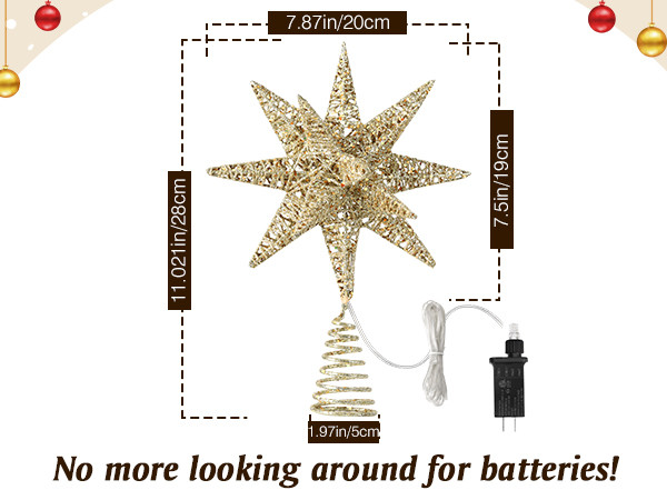 Lewondr Christmas Star Tree Topper, 3D Star Plugged Decorative Treetop with LED Light Beads for H... | Amazon (US)