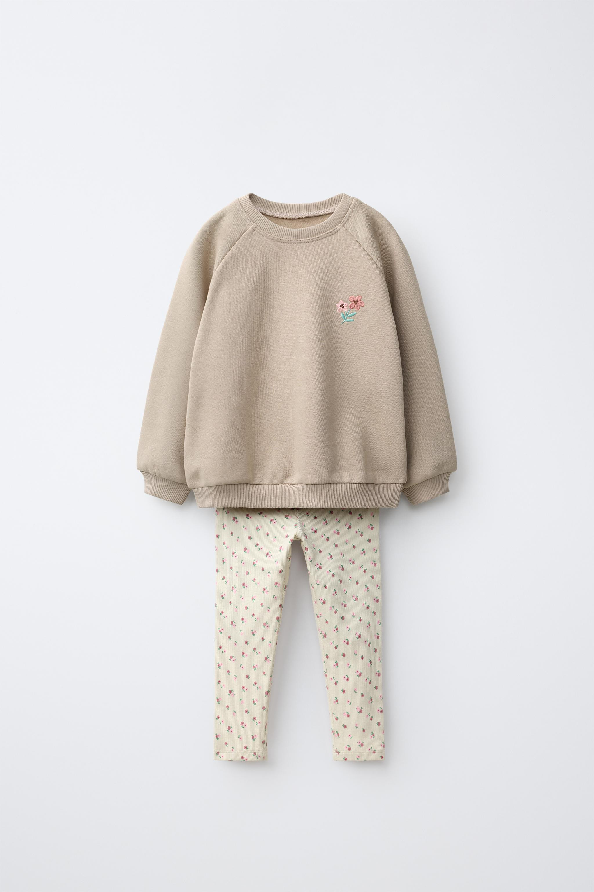 HEART PRINT SWEATSHIRT AND RIB LEGGING SET | Zara US