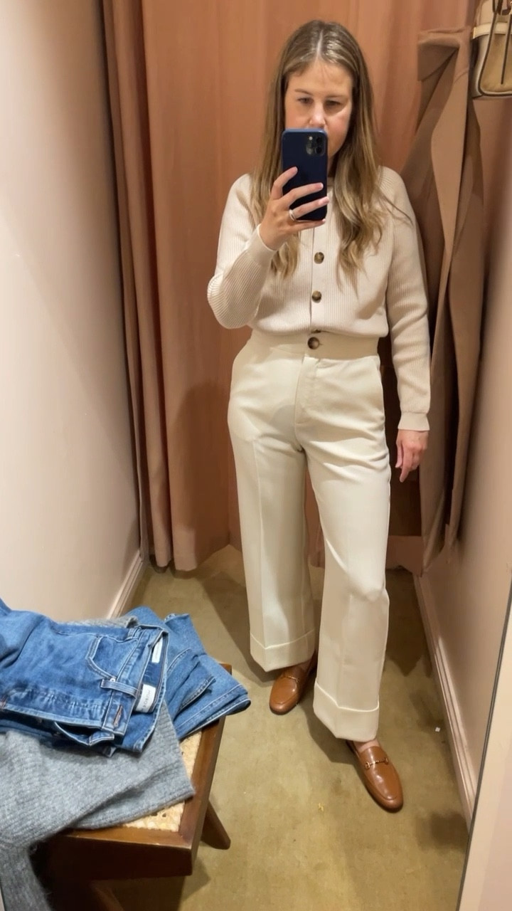 This monochrome looks is perfect for work. The pants have a beautifully tailored hem. Size up one size in the cardigan. These are a 36 pants but I need a 38. True to size! Fall outfit, fall work outfit 

#LTKworkwear #LTKstyletip

#LTKSeasonal