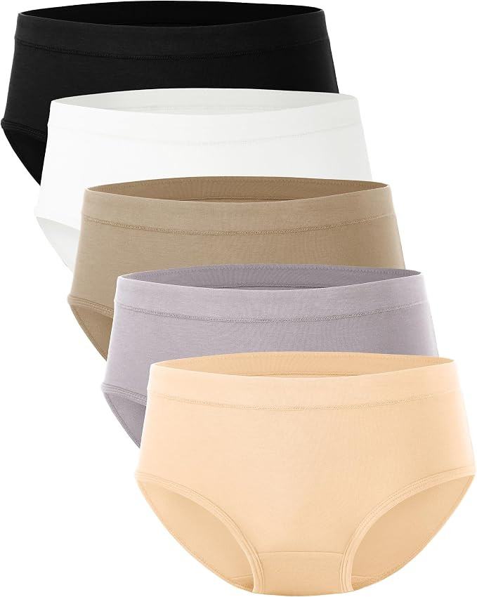 BAMBOO COOL Womens Underwear, Moisture-Wicking Briefs, Soft and Breathable Panties, Mid Waist, 5-... | Amazon (US)