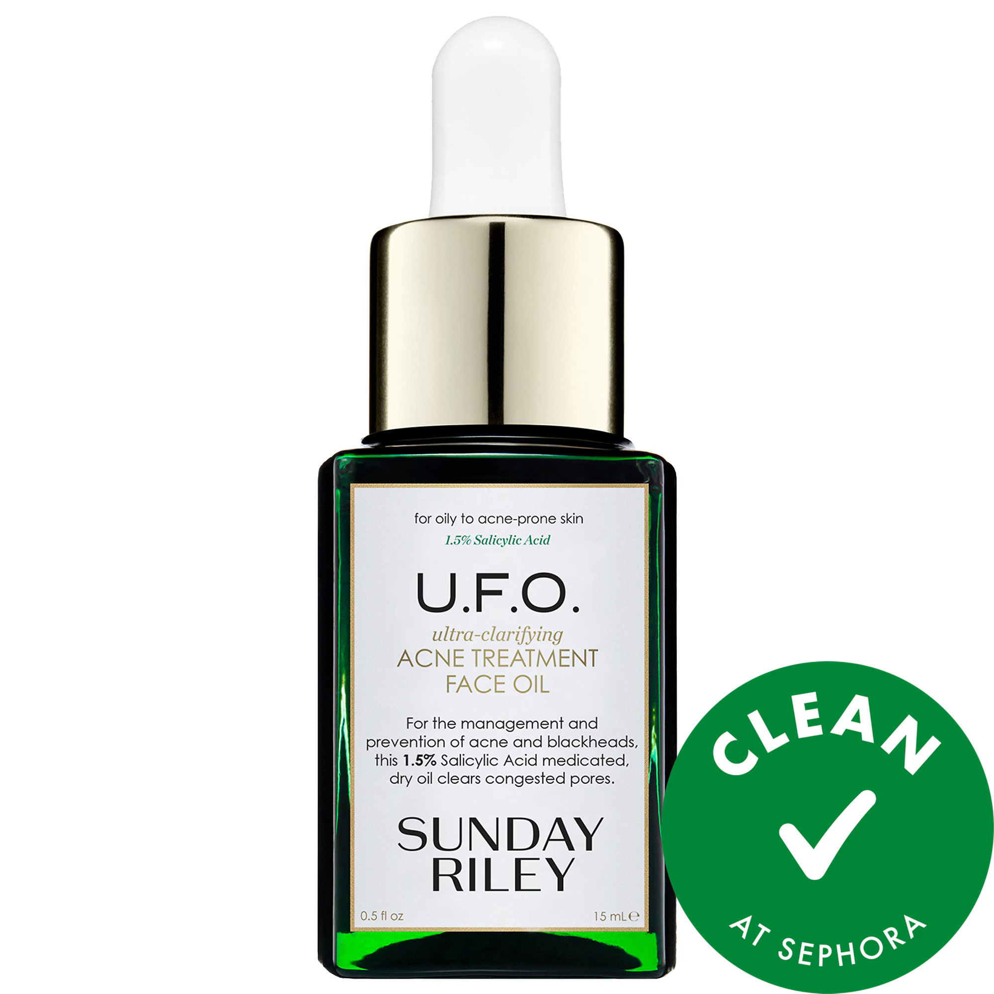 Sunday Riley U. F.O. Salicylic Acid BHA Acne Treatment Face Oil 0.5 oz/ 15 mL | Sephora (US)