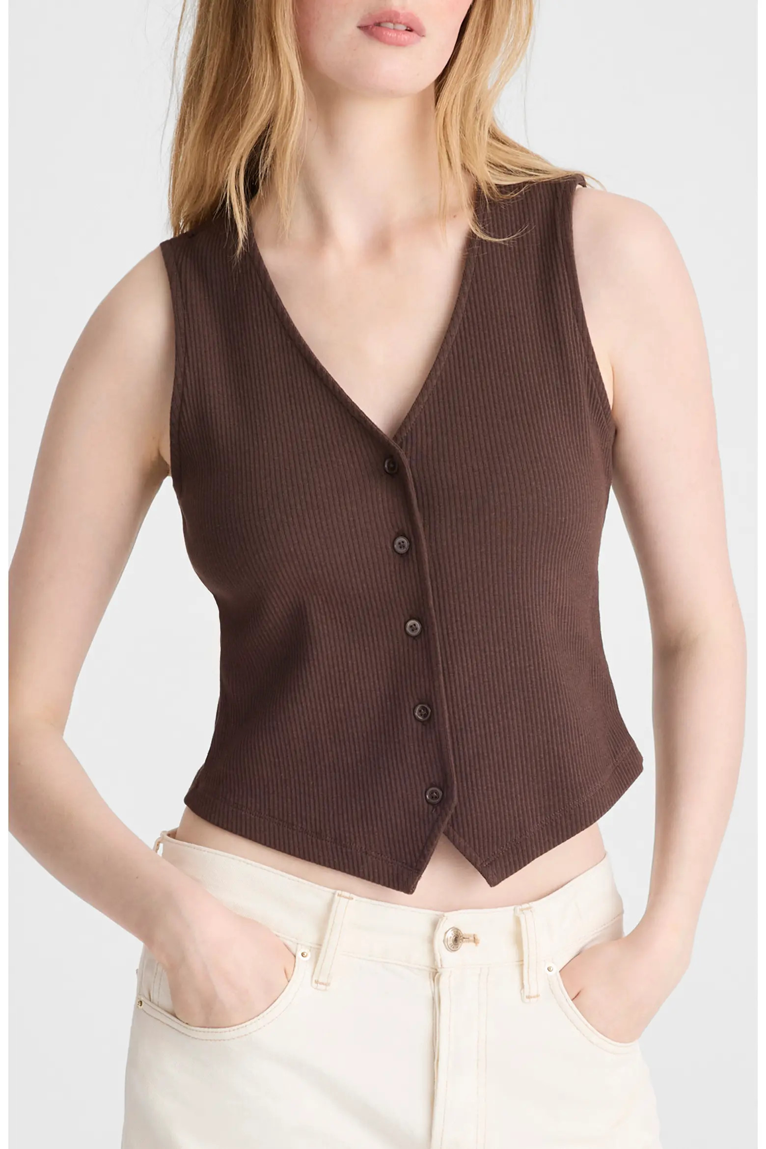 Madewell Rib V-Neck Vest (Women) | Nordstrom | Nordstrom